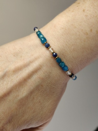 Bransoletka Apatyt, Lapis Lazuli, Kryształ Górski