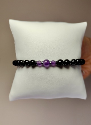 Bransoletka Czarny Turmalin, Amethyst