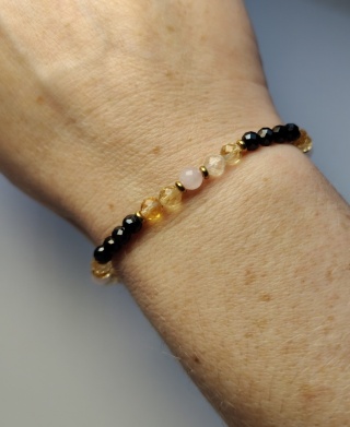 Bransoletka Czarny Turmalin, Cytryn, Kwarc Różowy