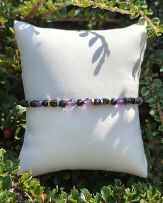 Bransoletka Czarny turmalin, Ametyst, Onyx