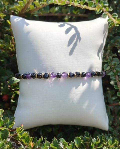 Bransoletka Czarny turmalin, Ametyst, Onyx Bransoletka Czarny turmalin, Ametyst, Onyx