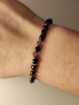 Bransoletka Czarny turmalin, Ametyst, Onyx