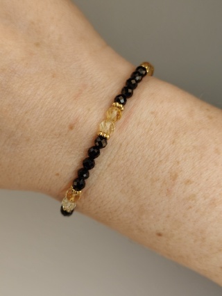 Bransoletka czarny turmalin, cytryn