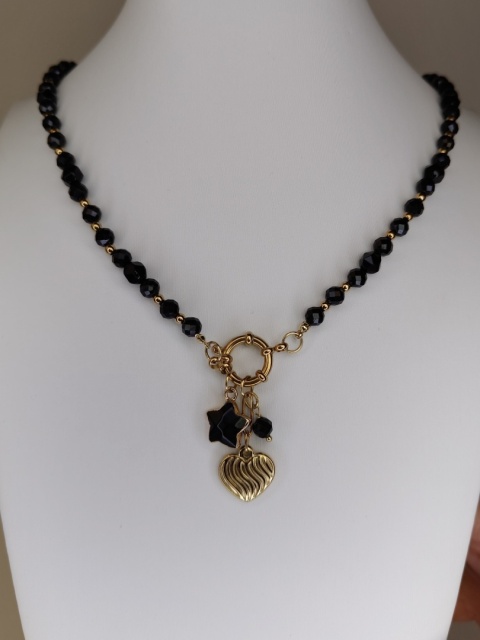 Naszyjnik Czarny Turmalin, Onyx Agat